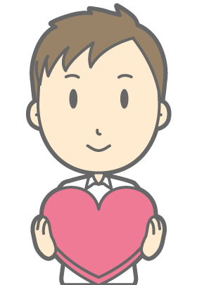 ハートを持つ男性